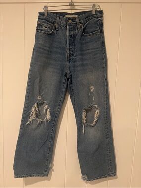 Levi's Distressed Blue Ribcage straight Ankle Jeans